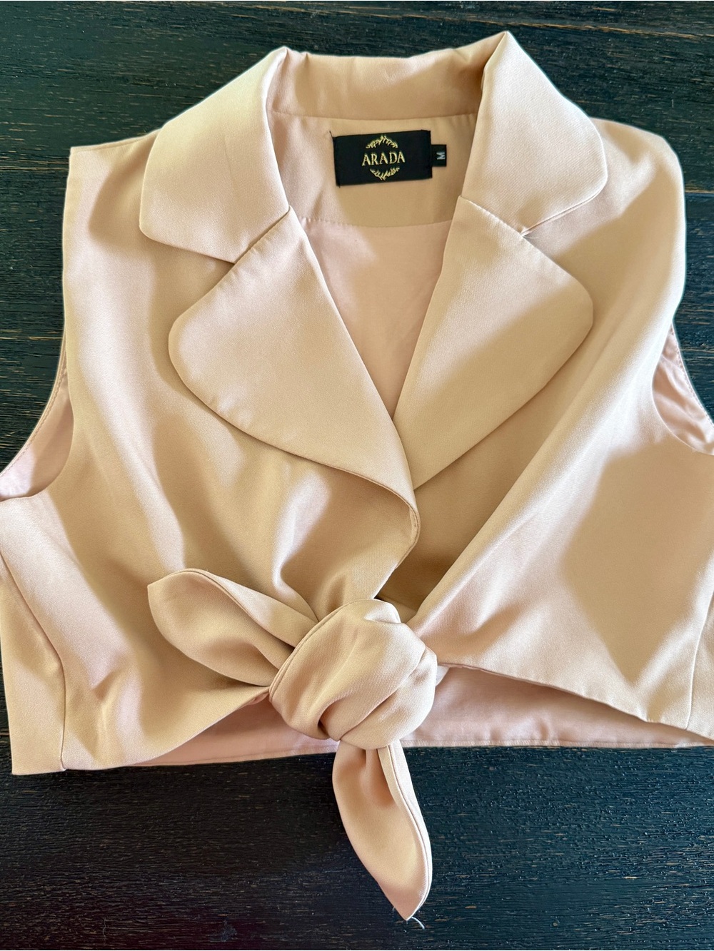 ARADA Blush Pink Tie-Front Crop Vest